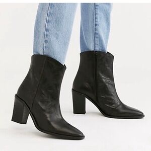 Free People Barclay Leather Western Ankle Booties sz 10